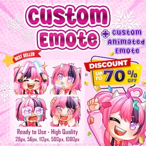 Custom Twitch Emotes or Kick Emote and Animated Emotes, Vtuber Cute Chibi Emote, Sub Emotes Anime Emote Pet Animal Emote For Any Your Stream