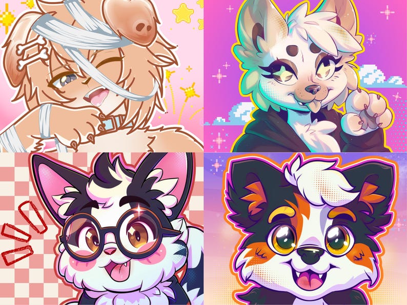 furry, furry art, furry commission, furry art commission, icon, anime, avatar, gift, furry head, cyberpunk, personalized gift, mlp, furry paws