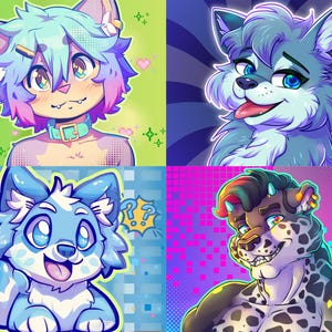 furry, furry art, furry commission, furry art commission, icon, anime, avatar, gift, furry head, cyberpunk, personalized gift, mlp, furry paws
