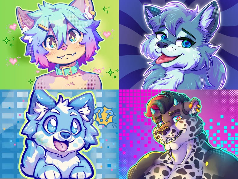 furry, furry art, furry commission, furry art commission, icon, anime, avatar, gift, furry head, cyberpunk, personalized gift, mlp, furry paws