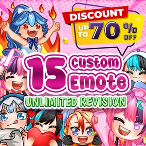 Custom Twitch Emotes or Kick Emote and Animated Emotes, Vtuber Cute Chibi Emote, Sub Emotes Anime Emote Pet Animal Emote For Any Your Stream