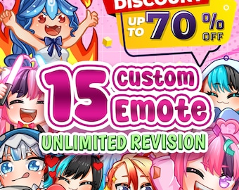 Custom Twitch Emotes or Kick Emote and Animated Emotes, Vtuber Cute Chibi Emote, Sub Emotes Anime Emote Pet Animal Emote For Any Your Stream