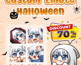 Emotes Twitch personnalisés ou émoticônes Kick et émoticônes animées, émoticônes mignonnes Chibi Vtuber, émoticônes Sub Emote anime émoticône animal de compagnie édition Halloween