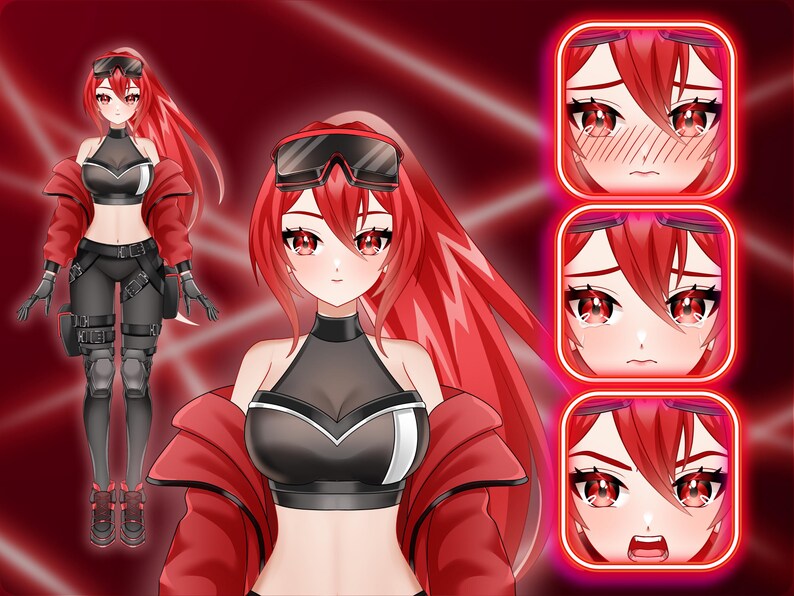 Cyberpunk VTuber Model | Anime Girl Live2D Avatar | PNGTuber Character | VTube Studio Model | Twitch Streamer Asset | Custom VTuber Design