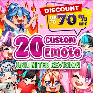 Custom Twitch Emotes or Kick Emote and Animated Emotes, Vtuber Cute Chibi Emote, Sub Emotes Anime Emote Pet Animal Emote For Any Your Stream