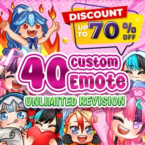 Custom Twitch Emotes or Kick Emote and Animated Emotes, Vtuber Cute Chibi Emote, Sub Emotes Anime Emote Pet Animal Emote For Any Your Stream