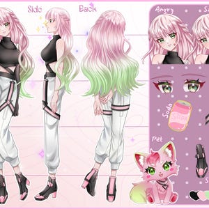 アバター用カスタムキャラクターリファレンスシート | カスタムリファレンスシート | アニメリファレンスシート | キャラクターシート | Vtuberリファレンスシート