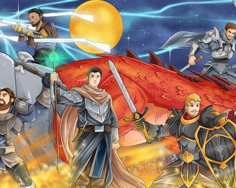 DND party custom art commission, fantasy illustration, Character design, Campaign Art, DnD Commission, DND character portrait,group portrait
