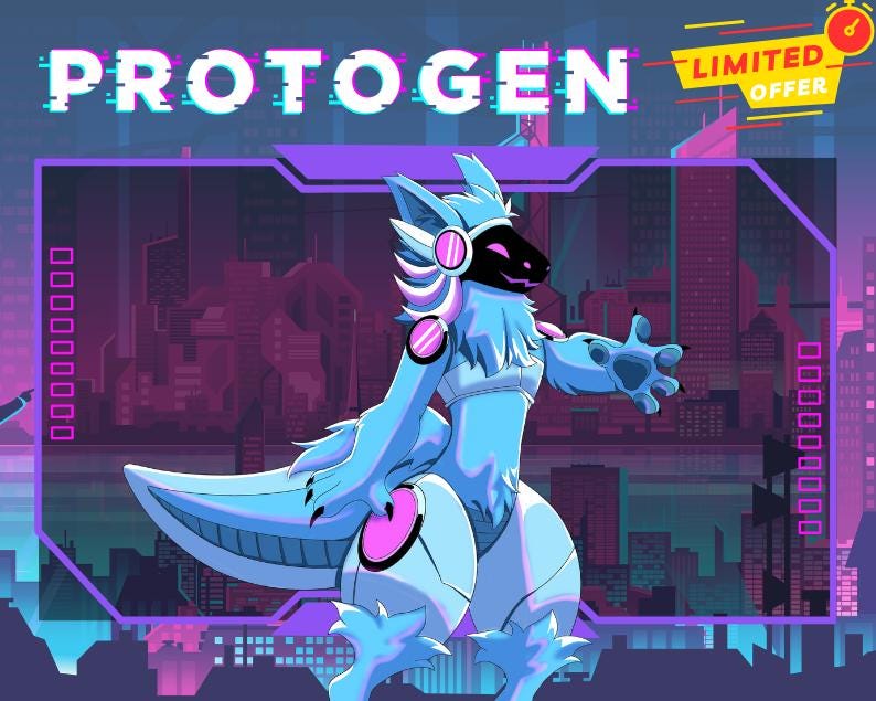 Custom Protogen Furry Commission, Cyberpunk, Fursona, Anthro ...