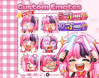 Custom Twitch Emotes or Kick Emote and Animated Emotes, Vtuber Cute Chibi Emote, Sub Emotes Anime Emote Pet Animal Emote For Any Your Stream