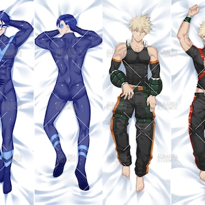 Custom Superhero Anime Dakimakura Body Pillow Commission Featuring Male Anime Heroes and Action Characters | Personalized Husbando Hug Pillow Cover Design | High Quality Anime Dakimakura Art for Otaku Bedroom Decor and Anime Fans