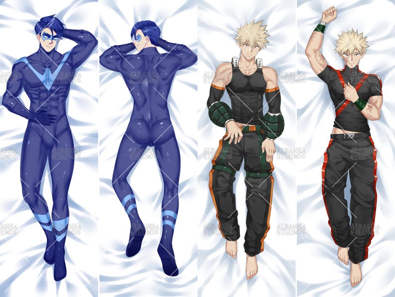 Custom Superhero Anime Dakimakura Body Pillow Commission Featuring Male Anime Heroes and Action Characters | Personalized Husbando Hug Pillow Cover Design | High Quality Anime Dakimakura Art for Otaku Bedroom Decor and Anime Fans