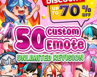 Benutzerdefinierte Twitch Emotes oder Kick Emote und animierte Emotes, Vtuber Süßes Chibi Emote, Sub Emotes Anime Emote Haustier Tier Emote für jeden Ihren Stream