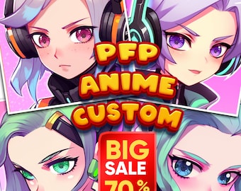 Custom Drawing Anime Art Commission PFP, Avatar, Anime Couple, or Anime Potrait for Twitch, Kick, Youtube, and other any for your stream