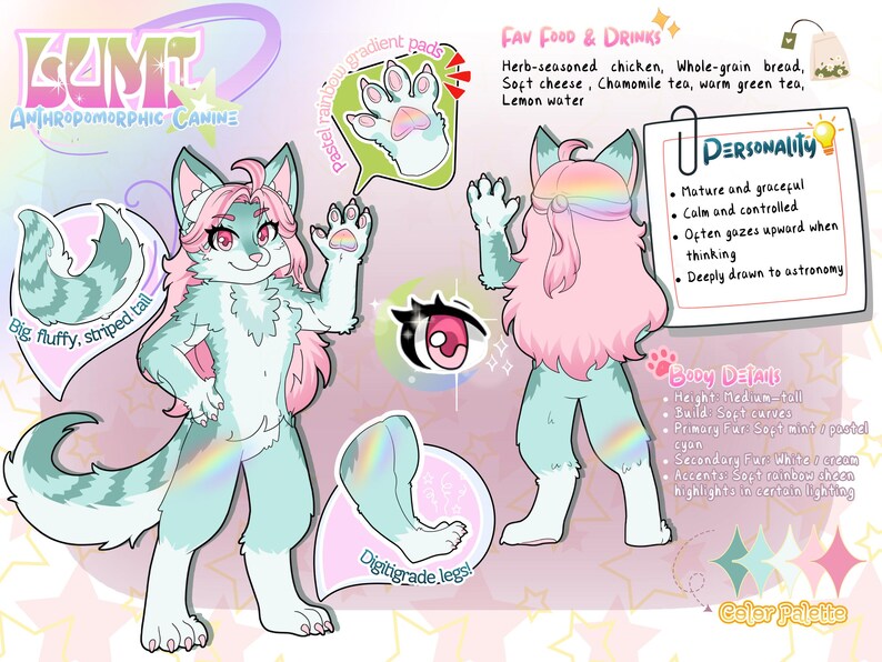Custom Furry Reference Sheet | Fursona & Anthro Character Sheet ...