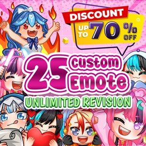 Custom Twitch Emotes or Kick Emote and Animated Emotes, Vtuber Cute Chibi Emote, Sub Emotes Anime Emote Pet Animal Emote For Any Your Stream