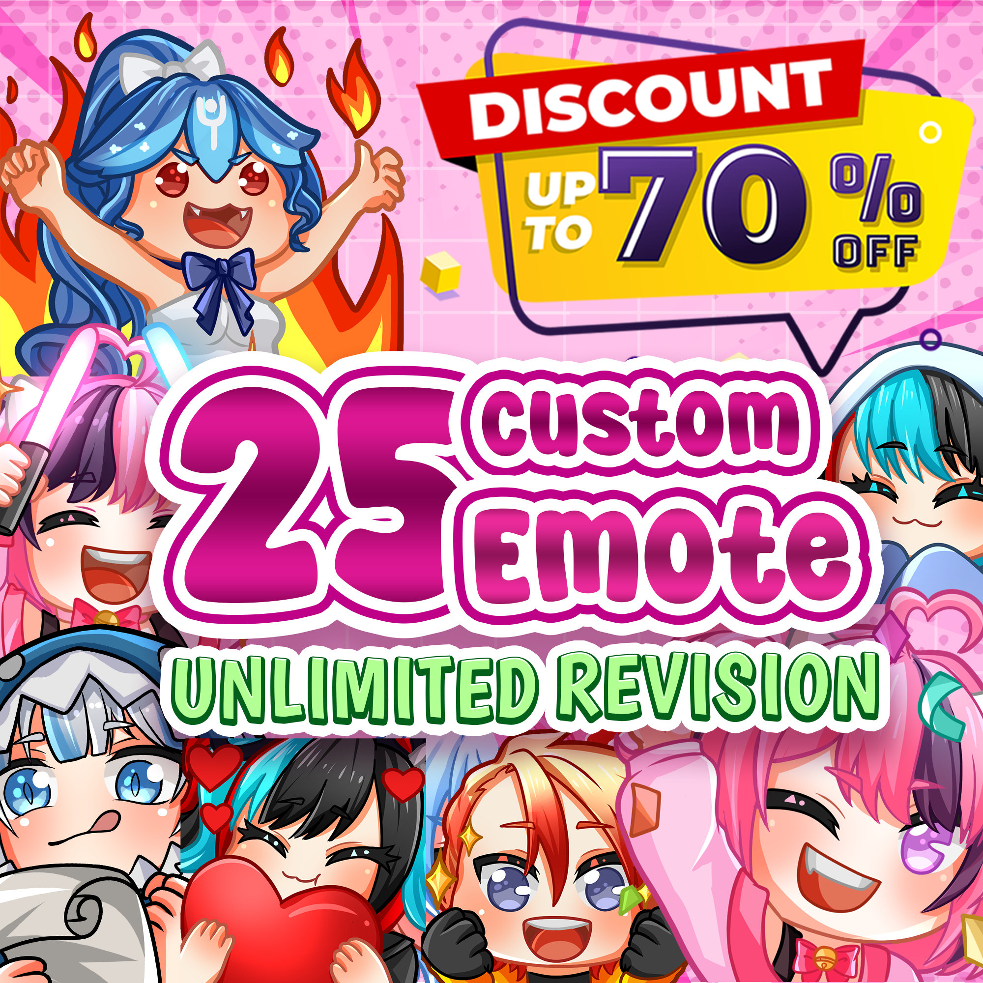 Custom Twitch Emotes or Kick Emote and Animated Emotes, Vtuber Cute Chibi Emote, Sub Emotes Anime Emote Pet Animal Emote For Any Your Stream
