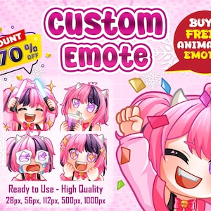Custom Twitch Emotes or Kick Emote and Animated Emotes, Vtuber Cute Chibi Emote, Sub Emotes Anime Emote Pet Animal Emote For Any Your Stream