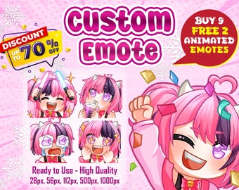 Custom Twitch Emotes or Kick Emote and Animated Emotes, Vtuber Cute Chibi Emote, Sub Emotes Anime Emote Pet Animal Emote For Any Your Stream