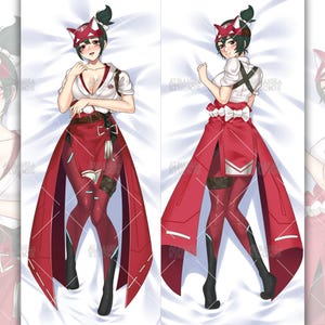 Custom Anime Waifu Dakimakura Body Pillow Commission Featuring Shrine Maiden Anime Girl Character | Personalized Anime Hug Pillow Cover Design | Cute and Elegant Dakimakura Art for Otaku Bedroom Decor and Anime Fans