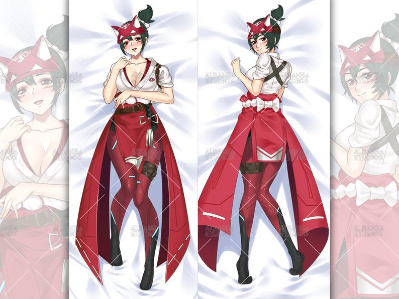 Custom Anime Waifu Dakimakura Body Pillow Commission Featuring Shrine Maiden Anime Girl Character | Personalized Anime Hug Pillow Cover Design | Cute and Elegant Dakimakura Art for Otaku Bedroom Decor and Anime Fans