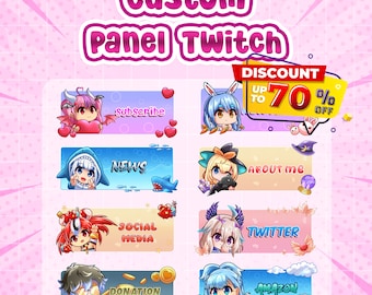 Custom Twitch Panels or Panel Twitch. Vtuber Panel, Pet Panel, Anime Panel, Chibi Panel For Your Stream