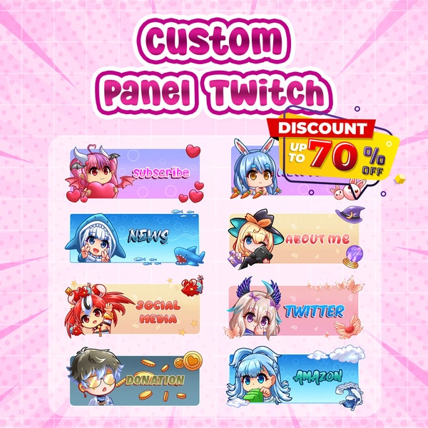 Custom Twitch Panels or Panel Twitch. Vtuber Panel, Pet Panel, Anime Panel, Chibi Panel For Your Stream