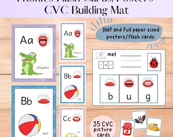 CVC Building Activity | Phonics Posters A-Z | Early Reading And Spelling Skills For Preschool + Kindergarten