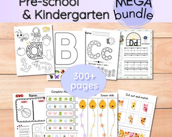 Mega Preschool Bundle | Ages 3-5 | Worksheets, Games, Fine Motor Activities, Posters, Scissor Skills