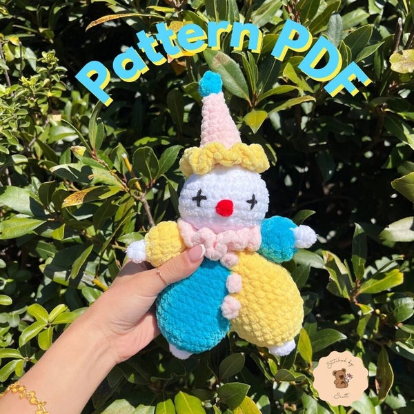 Chubby clown crochet pattern PDF | digital pattern amigurumi tutorial circus clown plushie soft toy pattern download online file only