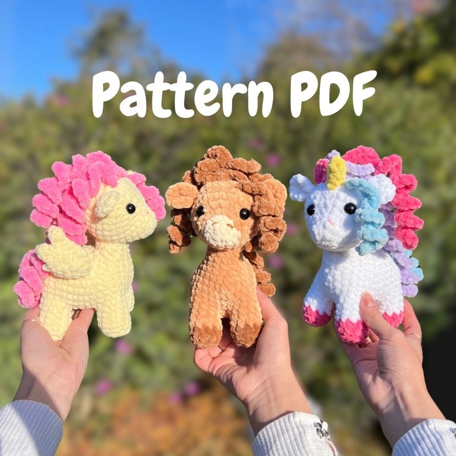 Pony, Pegasus & Unicorn Crochet Pattern – 3 in 1 Amigurumi PDF | Magical Plush Toy Horse Digital Download