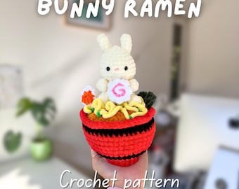 Bunny Ramen Crochet Pattern | Food Noodles Rabbit Amigurumi PDF Tutorial | Cute Animal Toy Pattern Download