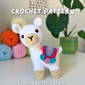 Llama with Carpet Crochet Pattern | Amigurumi PDF Plushie Toy | Cute Boho Animal Pattern | Stuffed Llama DIY Digital Download