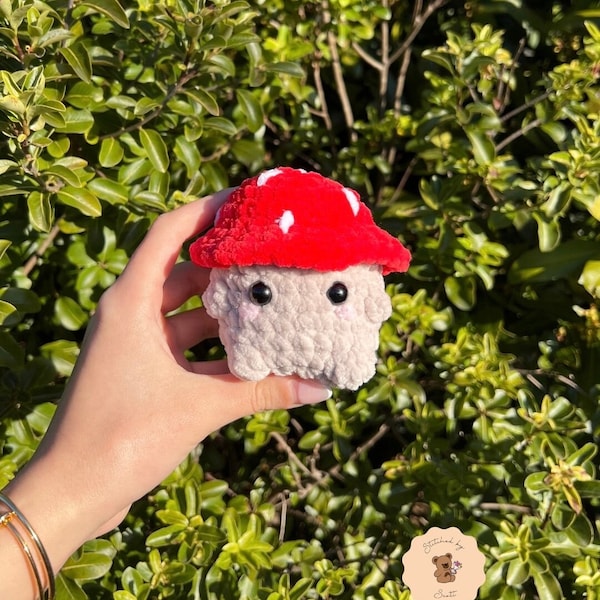 Chonky mushroom plushie | crochet mushroom boi plush toy | amigurumi food animal stuffed toy red