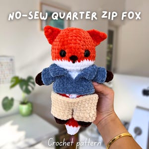 No-Sew Baby Fox in Quarter Zip Crochet Pattern | Cute Amigurumi Plushie Animal Digital Tutorial Download Bundle
