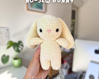 No-Sew Baby Bunny Crochet Pattern | Cute Amigurumi Plushie Rabbit Animal Digital Tutorial Download