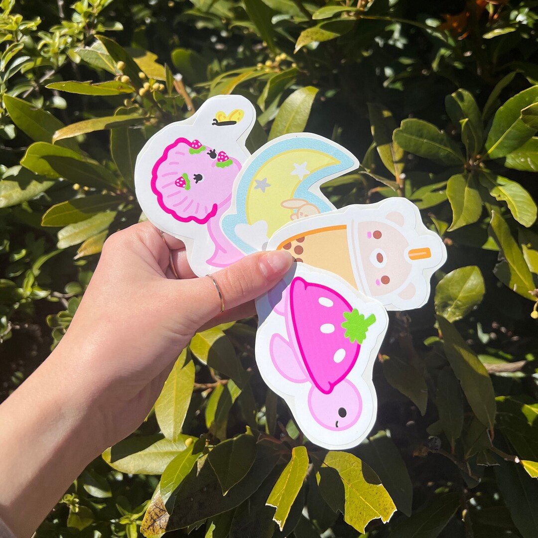 Cute Food Animal Sticker Pack Original Design Waterproof Etsy