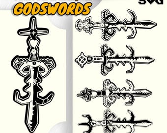 Premium OSRS Godsword Weapon Set of 5 SVG and PNG Files - Old School Runescape Inspired Art - Digital Files for Cricut, Silhouette, Vector