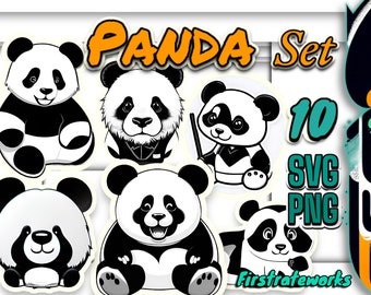 Panda Illustration Set | Instant Download SVG and PNG Files