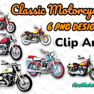 Vintage Motorcycle PNG / Motorcycle SVG Clipart / Antique Motorcycle / Bike SVG / Set di 6 download digitali