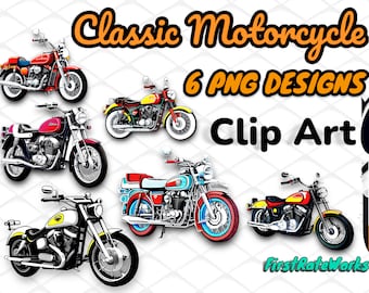 Vintage Motorcycle PNG | Motorcycle SVG Clipart | Antique Motorcycle | Bike SVG | Set of 6 digital download