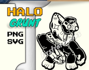 Halo GRUNT Silhouette of SVG and PNG Files - Gaming Inspired Art - Digital Files for Cricut, Silhouette, Vector