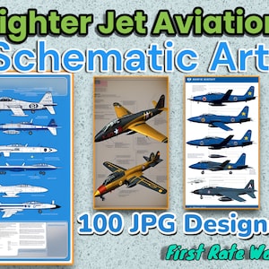 Jet Blueprint Pattern | Airplane Map Schematic | Aviation Art Diagram | Fighter Jet | Set of 100 Digital Downloads