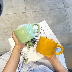 Fat handle round ear cup large collection household coffee cup ceramic water cup mug