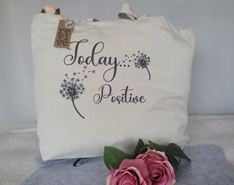 Tasche Positiv, Leinenentasche mit Druck Pusteblume, Shoppingtasche, Schönes Geschenk, Frauen, Personalisiert,