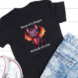 Heart of a Dragon, Cattitude, Cat Dragon T-shirt, Cat Shirt, Animal Lover Shirt, Funny Shirt, Cat Lover Gift, Kitten Shirt, Cute Cat Tee