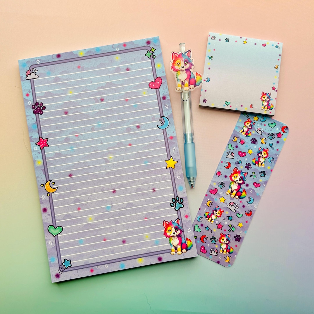 Wolf Sticky Note Wolf Stationery Set: Notepad, Pen, Sticky Notes + More for School, Art ...