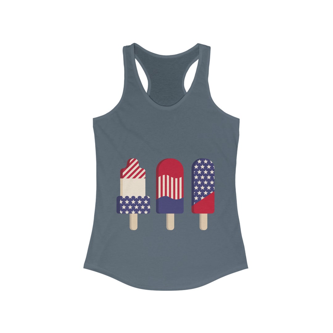 Woffccrd Women's American Flag Popsicle Tank Top - 4th Of July Graphic Tee, Sleeveless Cami - View #9