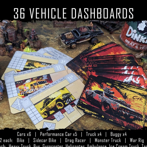 Gaslands Dashboards - Set of 36 Vehicle Dashboards