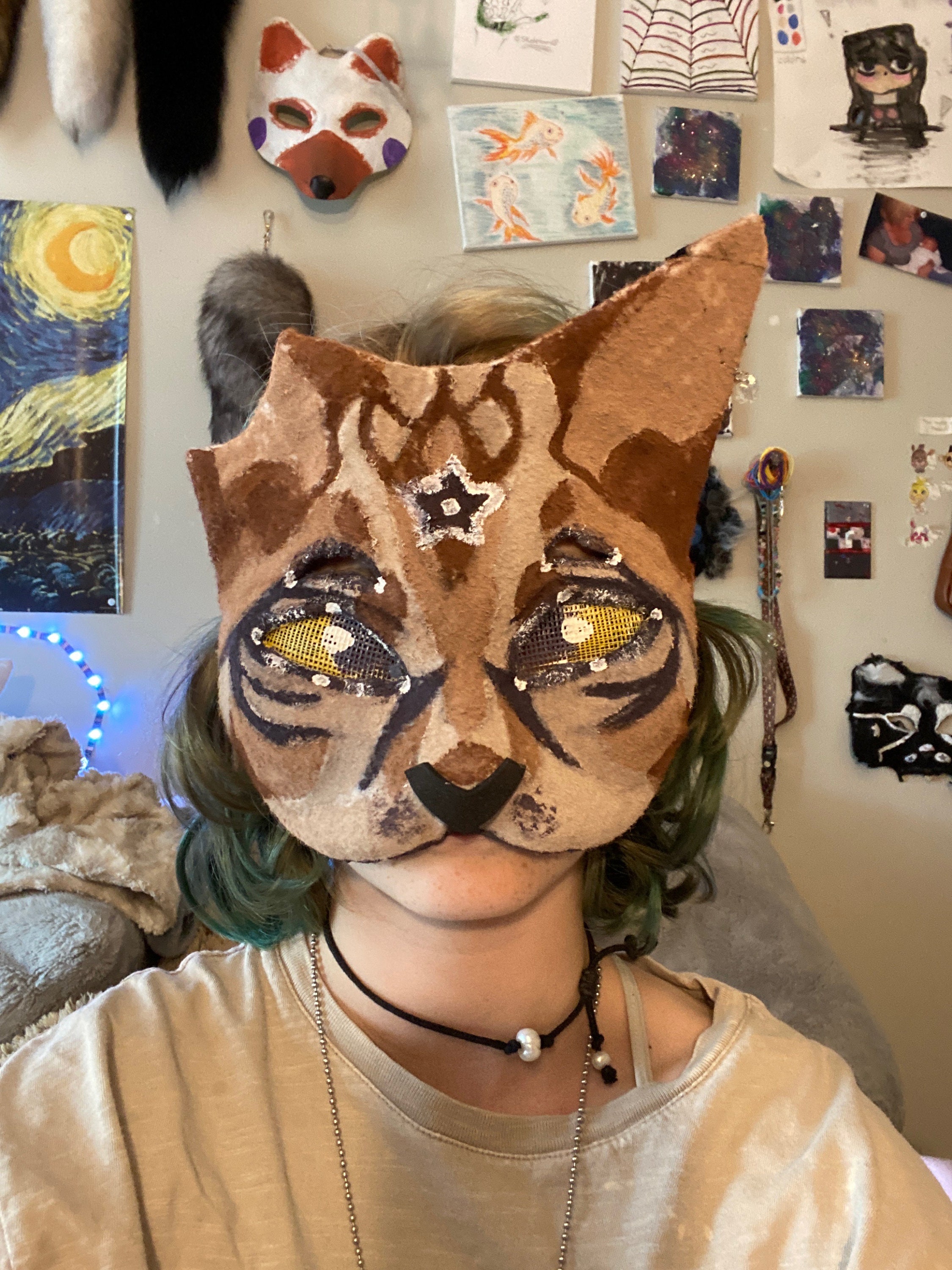 brown therian cat mask in 2023  Felt animal masks, Cat mask, Cartoon art  styles